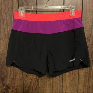 Marmot Black/multicolor Logo Lined Running Pull On Athletic Shorts Size Medium